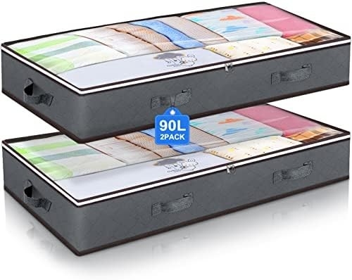 Budding Joy 90L pod łóżkiem pojemniki do przechowywania, organizacje szaf i pojemniki do przechowywania, składane worki do przechowywania pod łóżkiem
