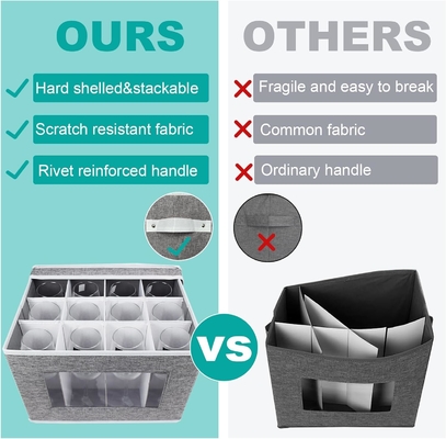 HOMYFORT WIN GLASE STEMWARE STOCKWARE CASES, CHINA STOCKWARE CONTAINERS Box Z Wydzielnikami twardą powłokę dla 12 krystalicznego szkła