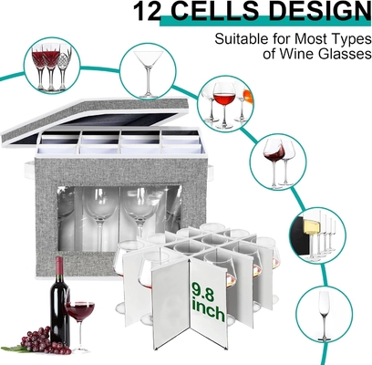 HOMYFORT WIN GLASE STEMWARE STOCKWARE CASES, CHINA STOCKWARE CONTAINERS Box Z Wydzielnikami twardą powłokę dla 12 krystalicznego szkła