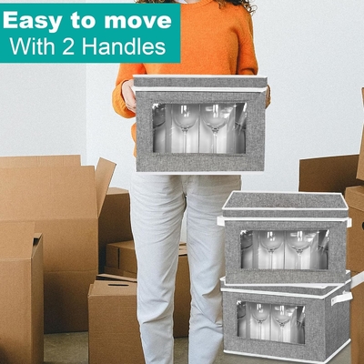 HOMYFORT WIN GLASE STEMWARE STOCKWARE CASES, CHINA STOCKWARE CONTAINERS Box Z Wydzielnikami twardą powłokę dla 12 krystalicznego szkła