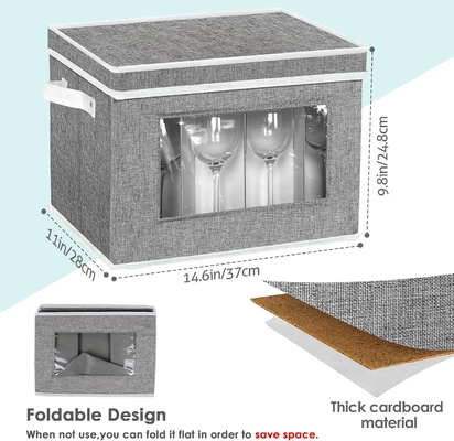 HOMYFORT WIN GLASE STEMWARE STOCKWARE CASES, CHINA STOCKWARE CONTAINERS Box Z Wydzielnikami twardą powłokę dla 12 krystalicznego szkła