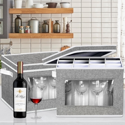 HOMYFORT WIN GLASE STEMWARE STOCKWARE CASES, CHINA STOCKWARE CONTAINERS Box Z Wydzielnikami twardą powłokę dla 12 krystalicznego szkła
