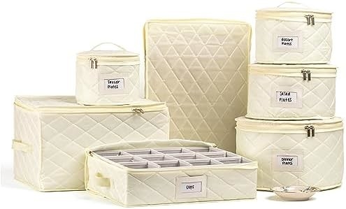 CHINA STORAGE CONTAINERS QUILTED. 7PC DISHES STORAGE KIT Z 48 CUT-TO-SIZE FELT INNERS. FINE CHINA STORAGE, Płytka