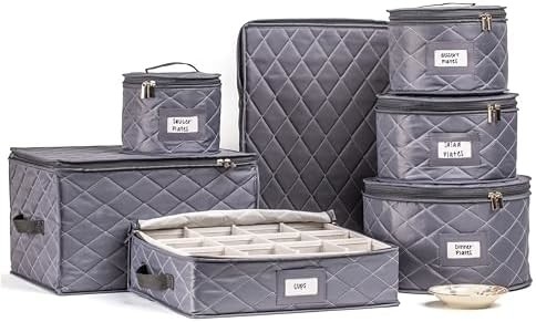 CHINA STORAGE CONTAINERS QUILTED. 7PC DISHES STORAGE KIT Z 48 CUT-TO-SIZE FELT INNERS. FINE CHINA STORAGE, Płytka