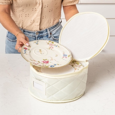 CHINA STORAGE CONTAINERS QUILTED. 7PC DISHES STORAGE KIT Z 48 CUT-TO-SIZE FELT INNERS. FINE CHINA STORAGE, Płytka