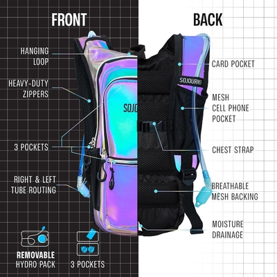 Sojourner Hydration Pack, Hydration Backpack - Water Backpack z 2l Hydration Bladder, Festival Essential - Rave
