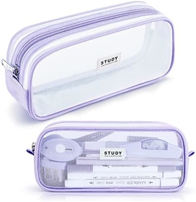 Kalidi Grid Mesh Pencil Case Wielkiej pojemności Pudełko ołówkowe Wielkie Pudełko ołówkowe z zamkiem Prosty torebki papiernicze Pióro estetyczne