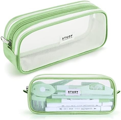 Kalidi Grid Mesh Pencil Case Wielkiej pojemności Pudełko ołówkowe Wielkie Pudełko ołówkowe z zamkiem Prosty torebki papiernicze Pióro estetyczne