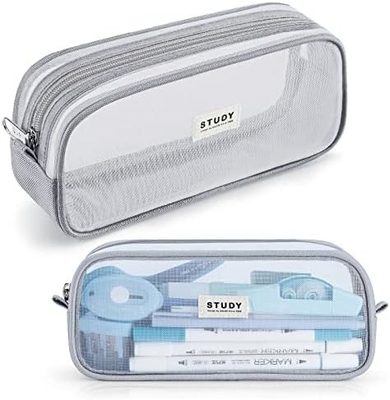Kalidi Grid Mesh Pencil Case Wielkiej pojemności Pudełko ołówkowe Wielkie Pudełko ołówkowe z zamkiem Prosty torebki papiernicze Pióro estetyczne