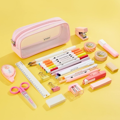 Kalidi Grid Mesh Pencil Case Wielkiej pojemności Pudełko ołówkowe Wielkie Pudełko ołówkowe z zamkiem Prosty torebki papiernicze Pióro estetyczne