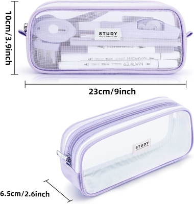 Kalidi Grid Mesh Pencil Case Wielkiej pojemności Pudełko ołówkowe Wielkie Pudełko ołówkowe z zamkiem Prosty torebki papiernicze Pióro estetyczne