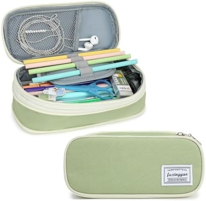 FUXINGYAO PENCIL CASE, MULTI-SLOT PENCIL POCH, PORTABLE PENCIL BAG, PEN CASE FOR&amp; OFFICE ((CZARNY)