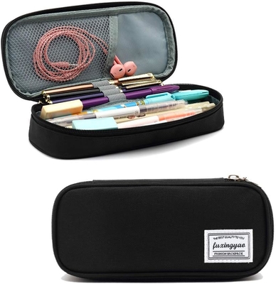 FUXINGYAO PENCIL CASE, MULTI-SLOT PENCIL POCH, PORTABLE PENCIL BAG, PEN CASE FOR&amp; OFFICE ((CZARNY)