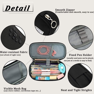 FUXINGYAO PENCIL CASE, MULTI-SLOT PENCIL POCH, PORTABLE PENCIL BAG, PEN CASE FOR&amp; OFFICE ((CZARNY)