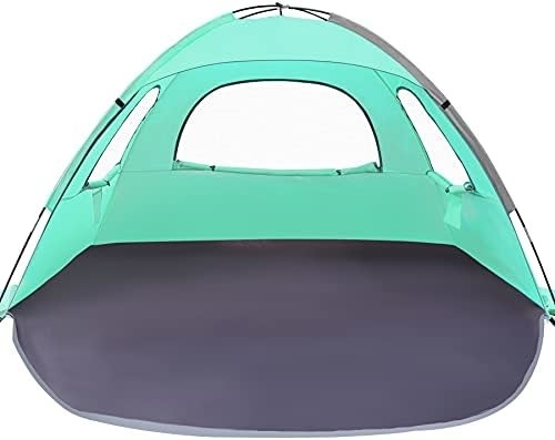WhiteFang Beach Tent Anti-UV Przenośny schron przeciwsłoneczny dla 3/4/6 osób, podłoga rozszerzalna z 3 siatkami wentylacyjnymi