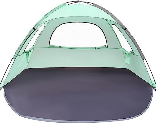 WhiteFang Beach Tent Anti-UV Przenośny schron przeciwsłoneczny dla 3/4/6 osób, podłoga rozszerzalna z 3 siatkami wentylacyjnymi