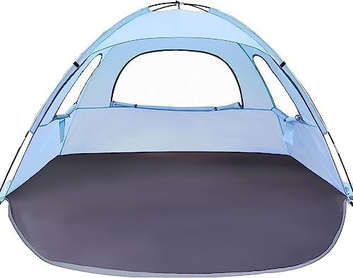 WhiteFang Beach Tent Anti-UV Przenośny schron przeciwsłoneczny dla 3/4/6 osób, podłoga rozszerzalna z 3 siatkami wentylacyjnymi
