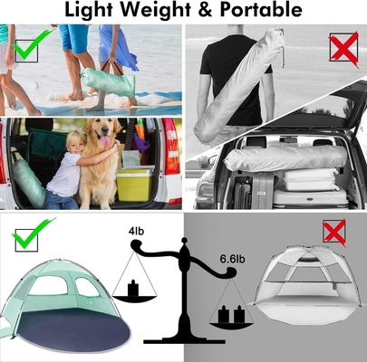 WhiteFang Beach Tent Anti-UV Przenośny schron przeciwsłoneczny dla 3/4/6 osób, podłoga rozszerzalna z 3 siatkami wentylacyjnymi