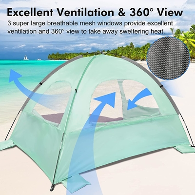 WhiteFang Beach Tent Anti-UV Przenośny schron przeciwsłoneczny dla 3/4/6 osób, podłoga rozszerzalna z 3 siatkami wentylacyjnymi