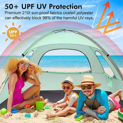 WhiteFang Beach Tent Anti-UV Przenośny schron przeciwsłoneczny dla 3/4/6 osób, podłoga rozszerzalna z 3 siatkami wentylacyjnymi