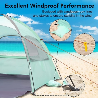 WhiteFang Beach Tent Anti-UV Przenośny schron przeciwsłoneczny dla 3/4/6 osób, podłoga rozszerzalna z 3 siatkami wentylacyjnymi