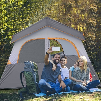 HIKERGARDEN namiot kempingowy dla 6 osób - przenośny, łatwy do założenia namiot rodzinny do obozu, wiatroodporny tkaninny namiot na zewnątrz