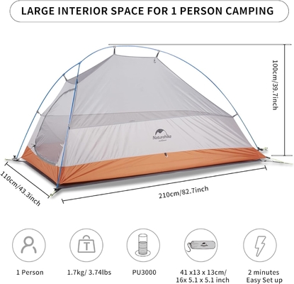 Naturehike Cloud-Up 1 Person Tent Lekkie namioty z plecakami dla jednego człowieka, wodoodporny ultralekki namiot dla jednej osoby, Do