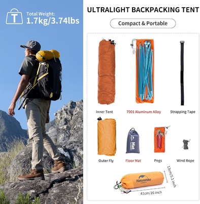 Naturehike Cloud-Up 1 Person Tent Lekkie namioty z plecakami dla jednego człowieka, wodoodporny ultralekki namiot dla jednej osoby, Do