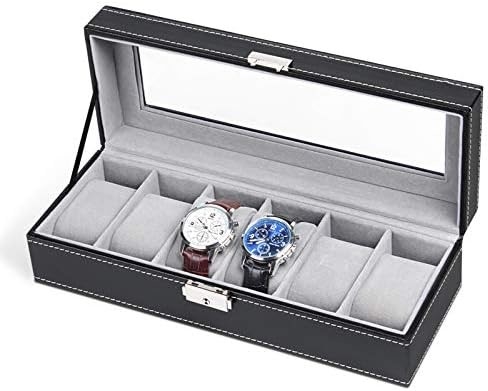NEX 6 Slots Watch Box Organizer dla mężczyzn, Czarny Watch Holder Stand Display Storage Case