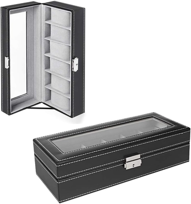 NEX 6 Slots Watch Box Organizer dla mężczyzn, Czarny Watch Holder Stand Display Storage Case