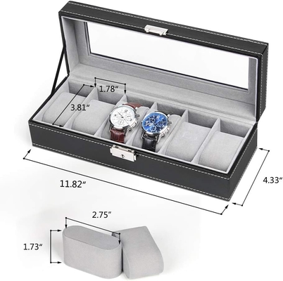 NEX 6 Slots Watch Box Organizer dla mężczyzn, Czarny Watch Holder Stand Display Storage Case