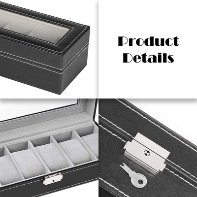 NEX 6 Slots Watch Box Organizer dla mężczyzn, Czarny Watch Holder Stand Display Storage Case