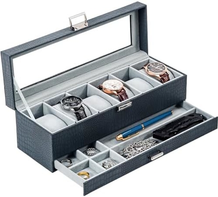 ProCase Watch Box Organizer dla mężczyzn, 6 slot Watch Display Case z szufladą, Dzień Ojca Prezent Men Watch Holder Watch