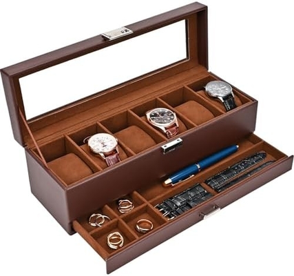 ProCase Watch Box Organizer dla mężczyzn, 6 slot Watch Display Case z szufladą, Dzień Ojca Prezent Men Watch Holder Watch