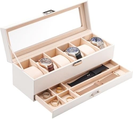 ProCase Watch Box Organizer dla mężczyzn, 6 slot Watch Display Case z szufladą, Dzień Ojca Prezent Men Watch Holder Watch