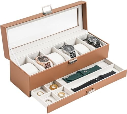 ProCase Watch Box Organizer dla mężczyzn, 6 slot Watch Display Case z szufladą, Dzień Ojca Prezent Men Watch Holder Watch
