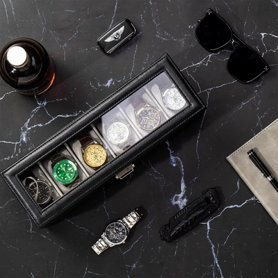 ProCase Watch Box Organizer dla mężczyzn, 6 slot Watch Display Case z szufladą, Dzień Ojca Prezent Men Watch Holder Watch