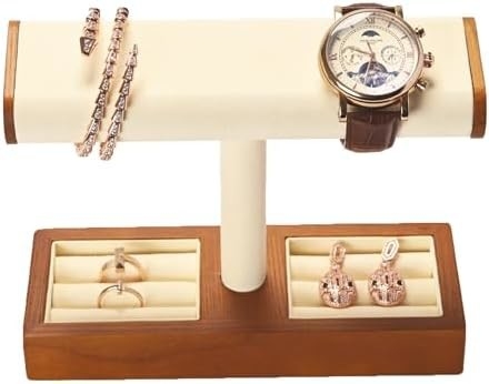 Solid Wood Watch Display Stand T-bar Watch Stand Biżuteria Holder Stand Watch Case dla mężczyzn Watch Holder Organizer dla mężczyzn