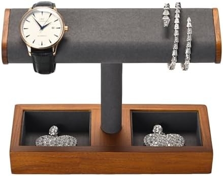 Solid Wood Watch Display Stand T-bar Watch Stand Biżuteria Holder Stand Watch Case dla mężczyzn Watch Holder Organizer dla mężczyzn