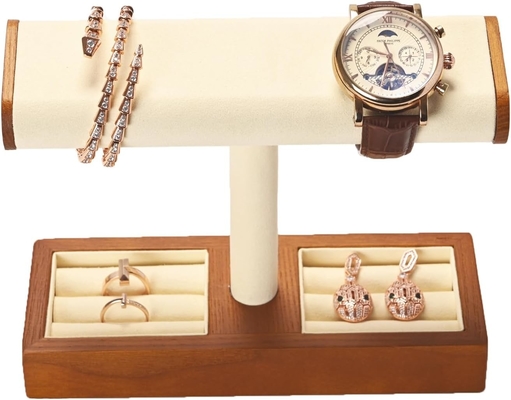 Solid Wood Watch Display Stand T-bar Watch Stand Biżuteria Holder Stand Watch Case dla mężczyzn Watch Holder Organizer dla mężczyzn