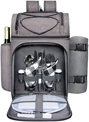 Hap Tim Picnic Backpack Cooler dla 4 osób z izolowaną torbą do chłodzenia, podkładką do wina, kocem z wełny,