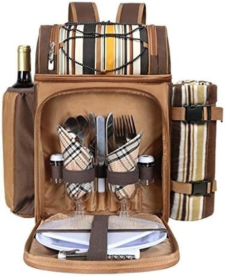 Hap Tim Picnic Backpack Cooler dla 4 osób z izolowaną torbą do chłodzenia, podkładką do wina, kocem z wełny,