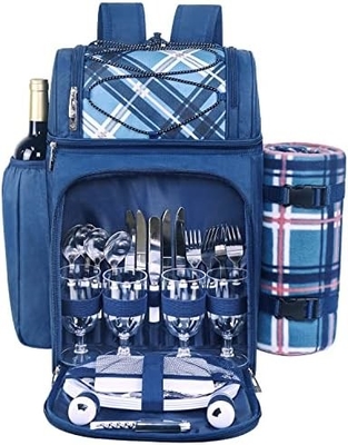 Hap Tim Picnic Backpack Cooler dla 4 osób z izolowaną torbą do chłodzenia, podkładką do wina, kocem z wełny,