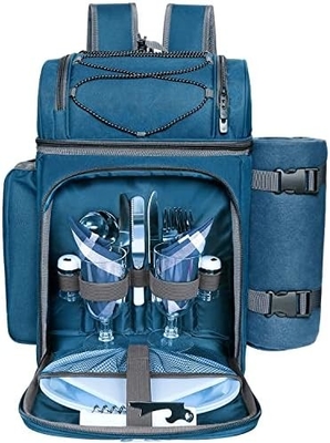 Hap Tim Picnic Backpack Cooler dla 4 osób z izolowaną torbą do chłodzenia, podkładką do wina, kocem z wełny,