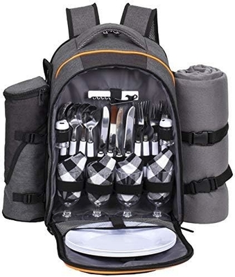 Hap Tim Picnic Backpack Cooler dla 4 osób z izolowaną torbą do chłodzenia, podkładką do wina, kocem z wełny,