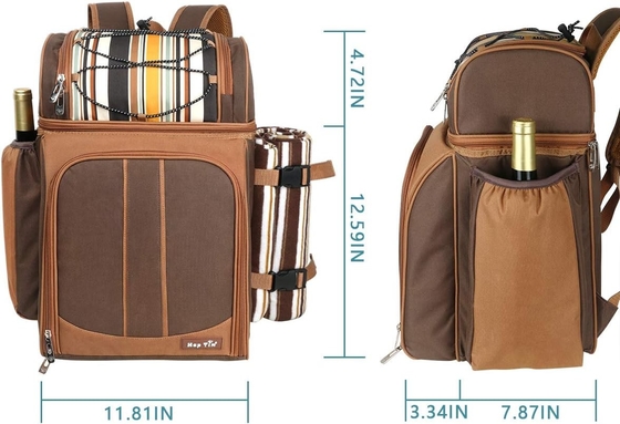 Hap Tim Picnic Backpack Cooler dla 4 osób z izolowaną torbą do chłodzenia, podkładką do wina, kocem z wełny,