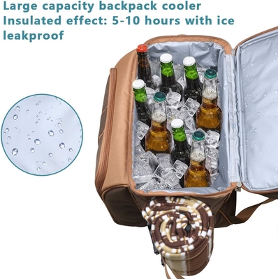 Hap Tim Picnic Backpack Cooler dla 4 osób z izolowaną torbą do chłodzenia, podkładką do wina, kocem z wełny,