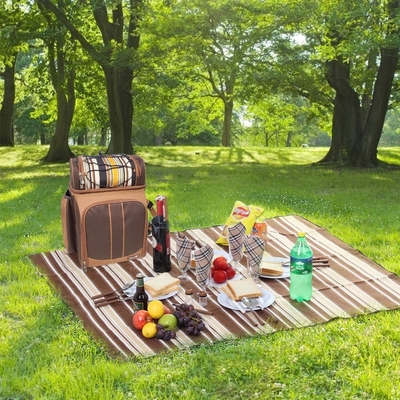 Hap Tim Picnic Backpack Cooler dla 4 osób z izolowaną torbą do chłodzenia, podkładką do wina, kocem z wełny,