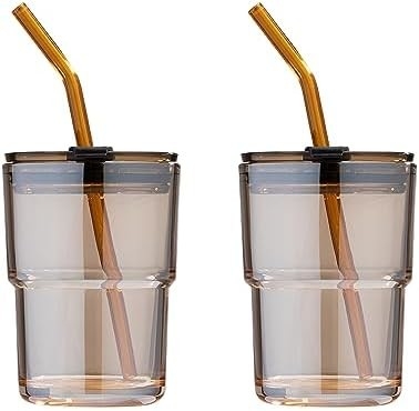 13oz/400ml Tumbler szklanki z wodą, kubki ze słomą i zatwierdzony pokrywę Nosić na kawę, herbaty lodowej, grube ściany izolowane szkło