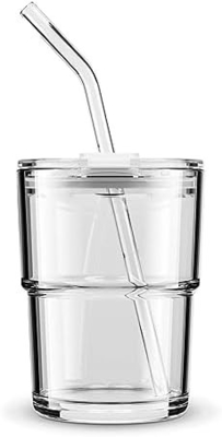 13oz/400ml Tumbler szklanki z wodą, kubki ze słomą i zatwierdzony pokrywę Nosić na kawę, herbaty lodowej, grube ściany izolowane szkło